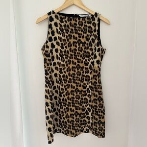Zara boat neck leopard mini dress